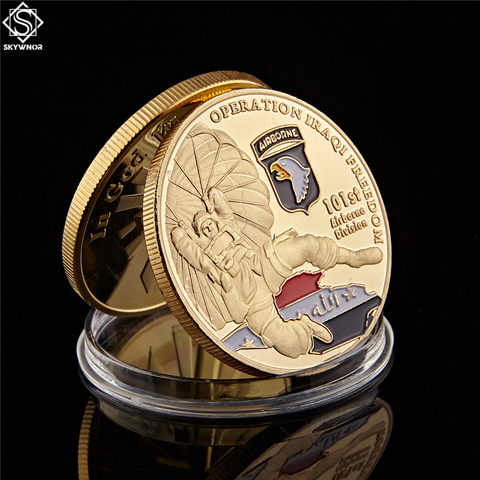 American 101St Airborne Division Air Force Gold Plated Coin 1.57