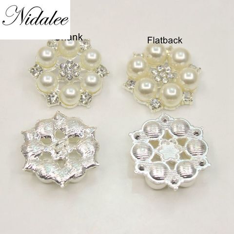 25mm Pearl Rhinestone Flatback Shank  Buttons  Alloy Acrylic DIY Wedding Accessories Mobile phone shell Bow Hair Accessories ► Photo 1/6