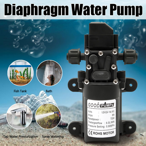 Water Pump 12V 6A 72W 130PSI 6L/Min Stable High Pressure Diaphragm Water Pump PressureProtection Water Sprayer for Caravan Boat ► Photo 1/6