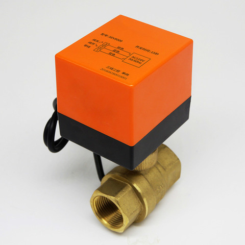 Two 3 way motorized ball 1/4 valve 220v electric temperature water brass Heating System Three Line Control Motor driven dn25 ► Photo 1/2