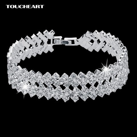 Luxury Crystal Bracelets For Women Silver color Bracelets & Bangles Femme Bridal Wedding Jewelry 2022 Vintage Bracelet SBR150218 ► Photo 1/6