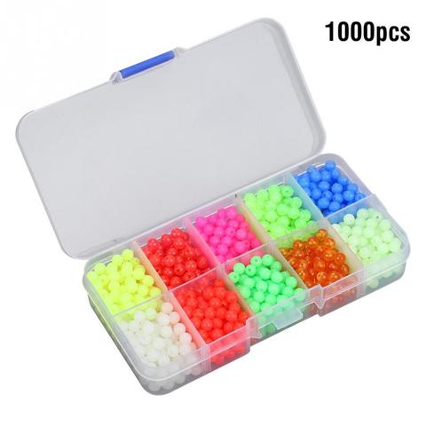 1500pcs Colorful Oval Hard Luminous Fishing Beads 3 x 4mm 4 x 6mm