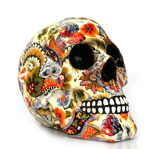 Dropshipping New Creative Skull Resin Statues Color Flower Desk Decor Toy Birthday Gift Halloween Party Decoration ► Photo 1/6
