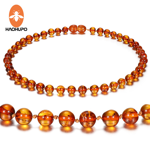 Hao Hu Po 100% Genuine Amber 6 Style Polished Amber Necklace for Baby Adult Gifts Handmade Baltic Natural Jewelry ► Photo 1/6