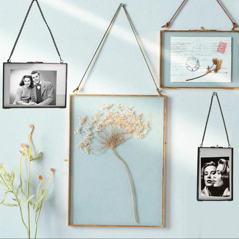 MagiDeal Industrial Style Double Sided Glass Hanging Photo Frame Wall Frame Flower Plant Specimen Portrait Display Frame Holder ► Photo 1/6