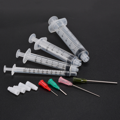 4pcs/set 1ml 3ml 5ml 10ml Luer Lock Syringes with 4pcs 14G-25G Blunt Tip Needles and Caps For Industrial Dispensing Syringe ► Photo 1/6