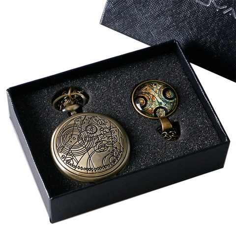 Doctor Who Pocket Watch Gift Set Clock Pendant with Bronze Necklace Chain Vintage Pocket Christmas Present For Men Women ► Photo 1/1