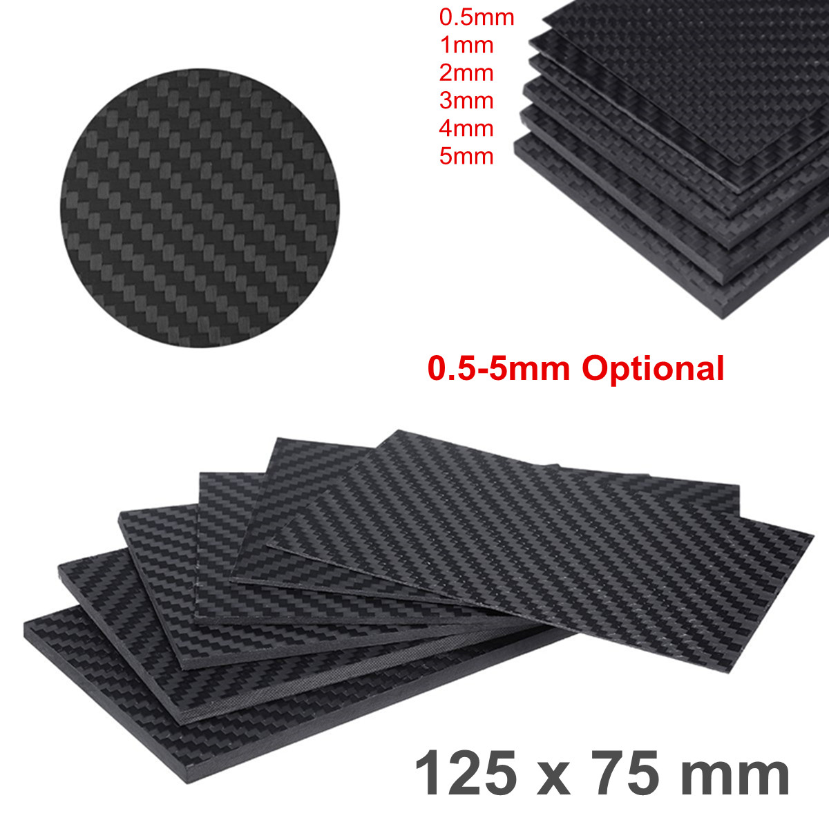 3k Carbon Fiber Plate Panel Carbon Board 0.5mm 0.5mm 1mm 1.5mm 2mm 3mm Plain Twill Weave Glossy Matt Surface Carbon Board Sheet 