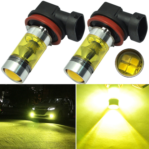 2Pcs/set H11 H8 100W High Power Car Lights 2835 LED YELLOW Fog Driving Light Bulbs Car Lamps ► Photo 1/6