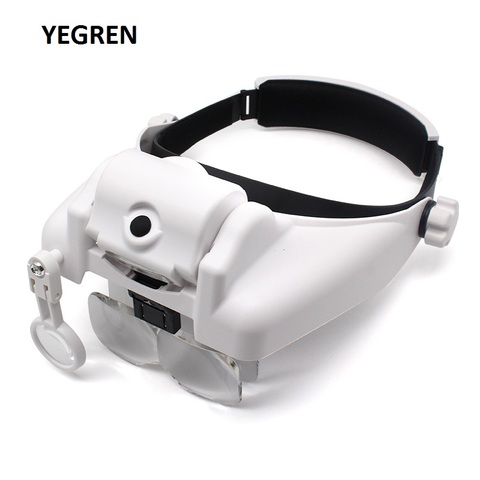 Headband Magnifier 1.0X/1.5X/2.0X/2.5X/3.5X/8X Helmet Dental Magnifying Glass with Interchangeable Lens LED Light Third Hand ► Photo 1/6