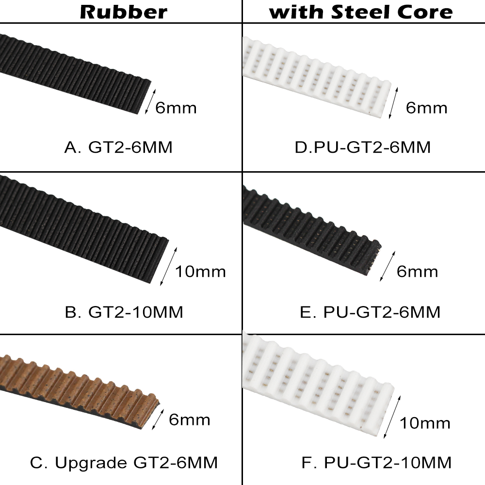 3D Printer Parts GT2-6mm Open Timing Belt Width 6mm 10mm GT2 Reprap Steel Core 