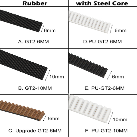 1 Meter Rubber / PU with Steel Core Gt2 Belt GT2 Timing Belt 6mm / 10mm Width for 3d Printer ► Photo 1/6