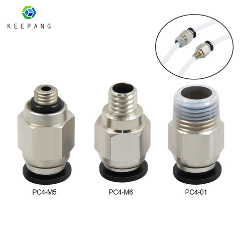 3D Printer Pneumatic Connector Fittings PC4-01 PC4-M5 PC4-M6 Bore 4mm PTFE Tube Connector Coupler quick Pneumatic Connector ► Photo 1/6