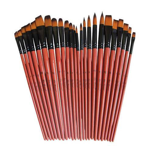 Art Model Paint Nylon Hair Acrylic Oil Watercolour Drawing Art Supplies Brown 6 Pcs Painting Craft Artist Paint Brushes Set ► Photo 1/6