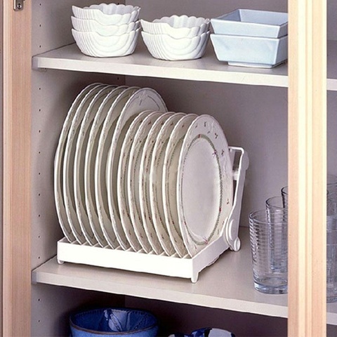 Kitchen Foldable Dish Plate Drying Rack Organizer Drainer Plastic Storage Holder ► Photo 1/5