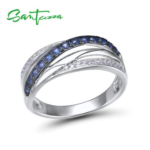 SANTUZZA Silver Rings For Women Pure 925 Sterling Silver Blue White Cubic Zirconia Wedding Engagement Rings Fashion Chic Jewelry ► Photo 1/6