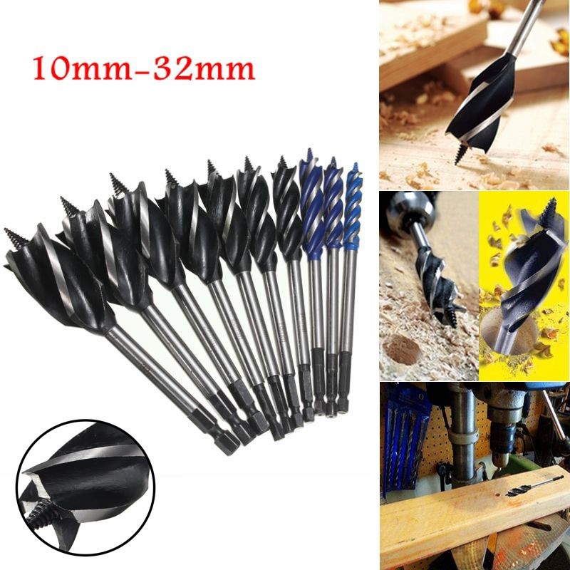 Auger wood drill bits joiner carpenter fast cut 10mm To 32mm Hex shank 