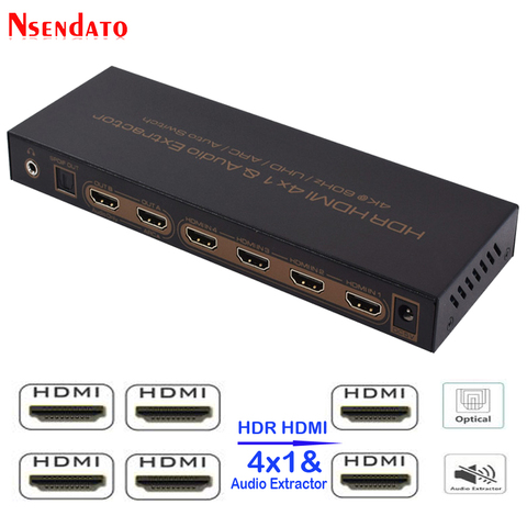 4K*2K HDR HDMI Matrix 4X1 4k HDMI Switch Splitter Audio Extractor For DTS Dolby ARC SPDIF 4 In 1 Out HDMI Converter For PS3/PS4 ► Photo 1/6