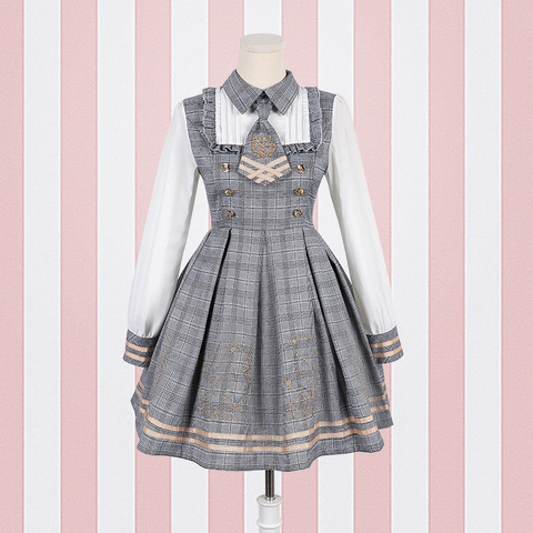 2022 NEW Lolita Dress Detective Bear Cospaly Women's Preppy Style Neck Tie Long Sleeve Dresses And Woolen Cloak Dropshipping ► Photo 1/6