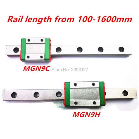 NEW 9mm Linear Guide MGN9 100 150 200 250 300 350 400 450 500 550 600 650 mm linear rail + MGN9H or MGN9C block 3d printer CNC ► Photo 1/3