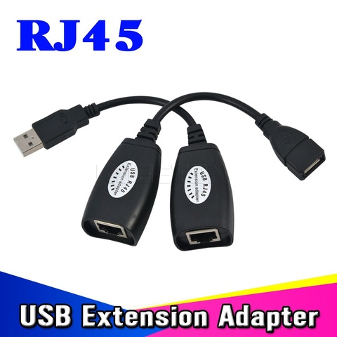 Kebidu 2Pcs USB to RJ45 RJ 45 LAN Cable Extension Adapter Extender Over Cat5 RJ45 Cat6 Patch Cord Black Networking Accessories ► Photo 1/5