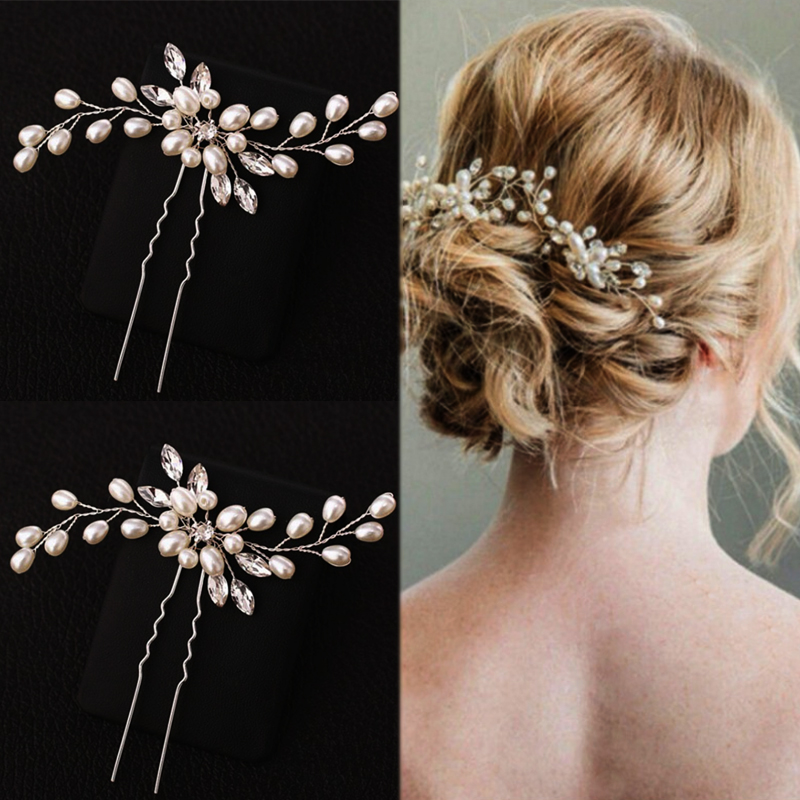Fashion Bridal Pearl Flower Hair Pin Hairpin Stick Wedding Jewelry Accessories 