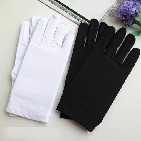 1Pair Men Black White Etiquette Short Gloves Thin Stretch Spandex Sports Driving Sun Protection Five Fingers Gloves Handschoenen ► Photo 1/6