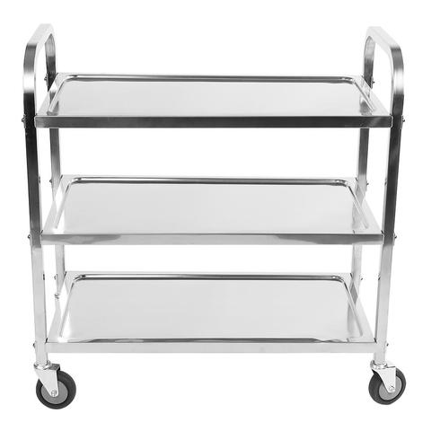 Buy Online 3 Tier Catering Serving Trolley Cart Restaurant Stainless Steel Rolling Utility Cart Shelf Transport Saving Storage Rack Alitools