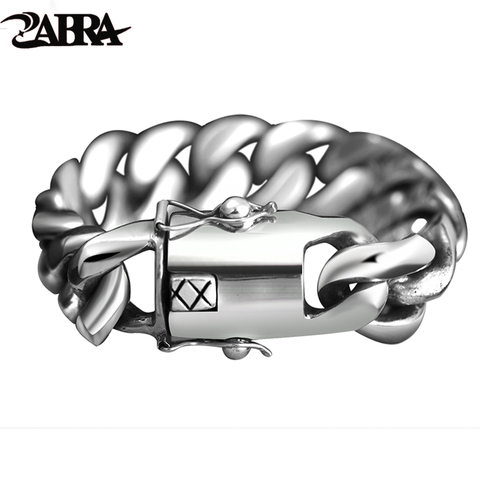 ZABRA 205 Gram Wide Luxury Solid 925 Silver Big Heavy Bracelet Men Link Chain Punk Domineering Biker Bracelets Man Jewelry ► Photo 1/6