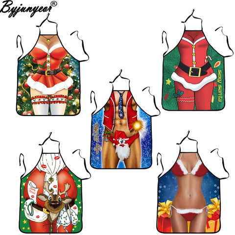 Christmas Apron Chef 3D Print Cooking Kitchen Halterneck Waist Aprons Wedding Party Accessories For Women Men 72x54cm ► Photo 1/6