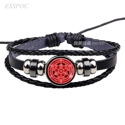 Fullmetal Alchemist Edward Elric Alphonse Elric Cosplay Anime Black Leather Bracelet for Men Women ► Photo 1/6