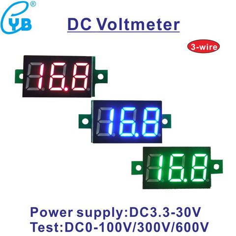 YB20 DC 0-100V 300V 600V LED Digital Voltmeter Voltage Meter Volt Instrument Tool 3-Wire Red Display Volt Panel Meter Monitor ► Photo 1/6