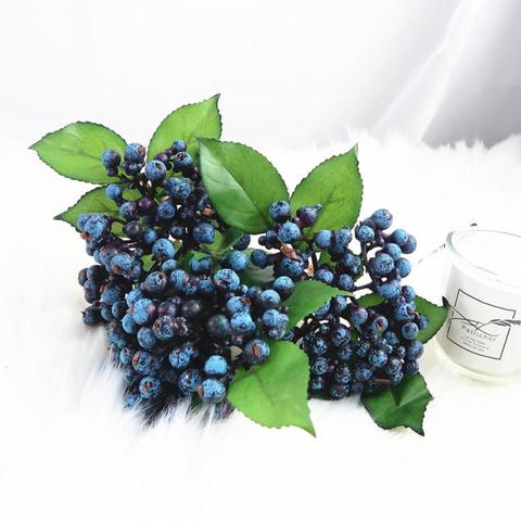 1 Bundle Artificial Blueberry Plant Flower Bud Fake Plants Silk Flower Decorative Wreath Berry For Wedding Home Party Decoration ► Photo 1/6