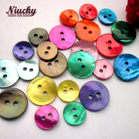 Niucky 11mm / 15mm high quality colorful pearl shell buttons mother of pearl shell buttons for sewing or decoration S0101m-002 ► Photo 1/5