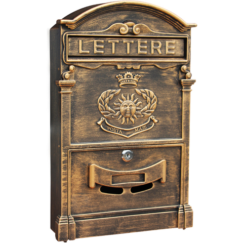 Free shipping Heavy Aluminium Lockable Secure Mail Letter Post Box Mailbox Postbox Retro Metal Mail Box Garden Ornament HW007 ► Photo 1/6