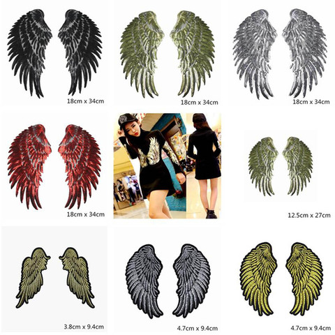 1 Pairs Sequins Angle Wings Patches Cap Iron On Embroidered Appliques DIY Apparel Accessories Patch Clothing Fabric Badges BU196 ► Photo 1/6