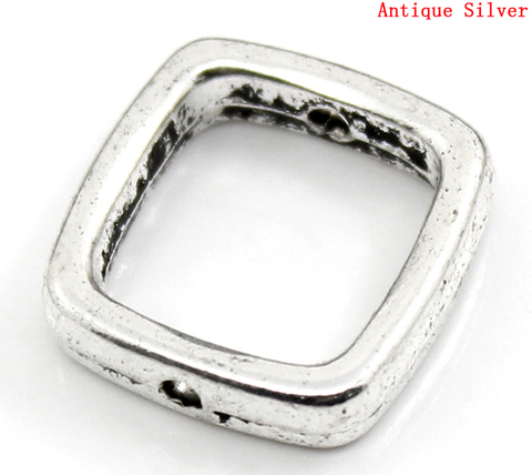 Lovely Spacer Beads Square Silver Color(Fits 10mm Beads)14x14mm,30PCs (B22829) ► Photo 1/3