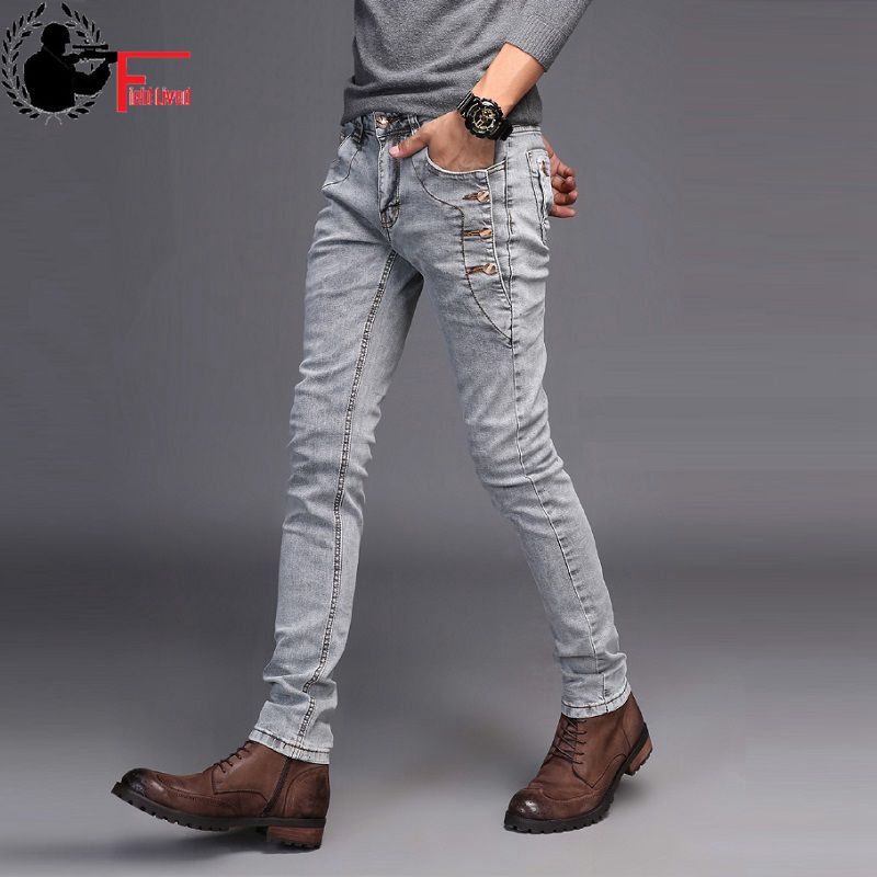 schraper bod Oude tijden Jeans Men Young 2022 Fashion Trend Korean Style High Street Streetwear  Skinny Slim Fit Button Denim Pant Male Trouser Black Blue - Price history &  Review | AliExpress Seller - UNION ARMY Store | Alitools.io