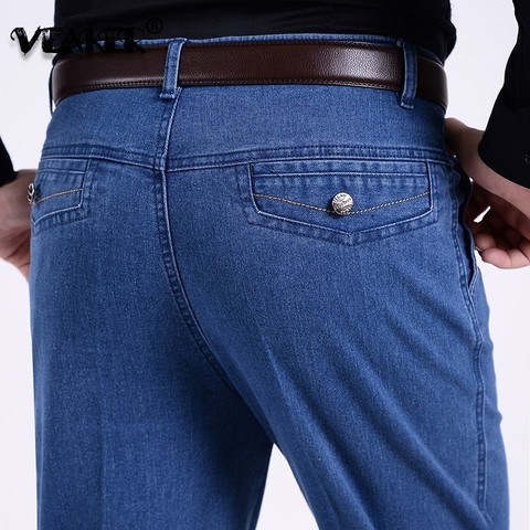 New Autumn Mens Jeans Deep Blue Man Casual Large Plus Size Male Denim Jeans Men Middle Waist Straight Solid Color Long Pants ► Photo 1/6