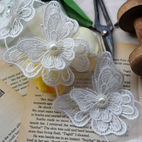 6pcs White 3d Butterfly Embroidered Ribbon Organza Tulle Lace Collar Applique Trim Wedding Dress Headwear Diy Sewing Accessories ► Photo 1/5