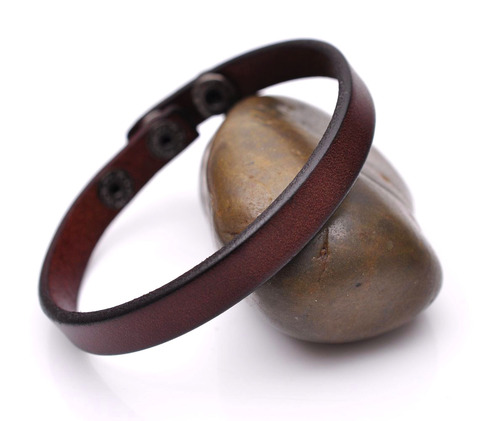 Fashion Simply Cool Genuine Leather Bracelet Cuff Wristband Snap Unisex Brown ► Photo 1/6