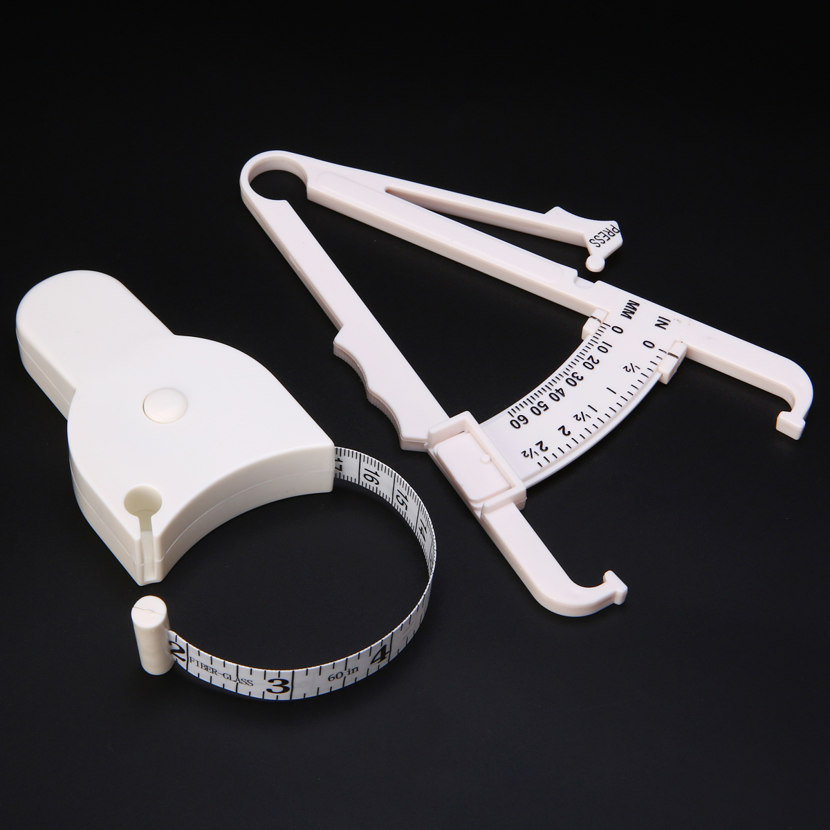 2Pcs/Set White PVC Body Fat Caliper Measure Tape Tester Fitness For Lose Weight 