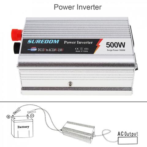 500W Car Inverter DC 12V 24V to AC 220V 110V USB Auto Power Inverter Adapter Charger Voltage Transformer Peak Power 1000W ► Photo 1/6