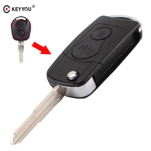 KEYYOU NEW 2 BUTTONS Flip Folding Car Remote Key Case SHELL For Ssangyong Actyon SUV Kyron Free Shipping ► Photo 1/5