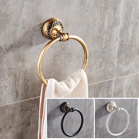 Antique/Black/White Wall-Mounted Round Towel Ring Classic Bathroom towel holder Bathroom Accessories ► Photo 1/1