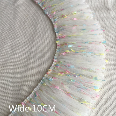 10CM Wide Luxury Pleated Chiffon Folded Lace Trim 3D Embroidered Ribbon DIY Sewing Guipure Dress Curtain Tassel Fringe Hem Decor ► Photo 1/4