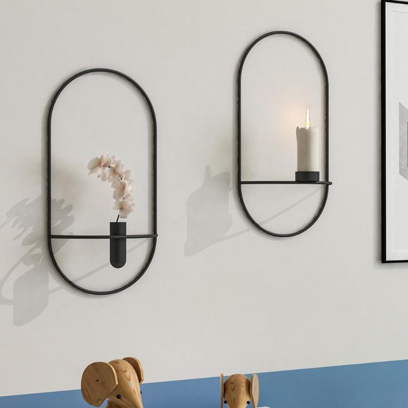 Wall Mounted Candle Holder Metal 3D Geometric Tea Light Home Decor Candlestick Z 