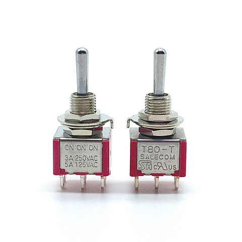 T812 Locking Type Toggle Switch T80-T ON ON ON 3A/250V 5A/125V 6mm 6PIN SP3T 3 Way Switches ► Photo 1/1
