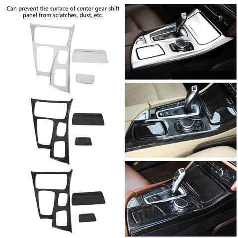 1 Set Car Interior Center Console Gear Shift Panel Cover Trim for BMW 5 Series F10 2011-2016 Carbon Fiber/Chrome/Wooden ► Photo 1/6