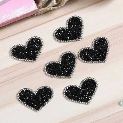 5pcs/lot  Black Love Heart Melt Drilling Rhinestone Parches Ropa Iron On Patches  Transfert Thermocollants ► Photo 1/5
